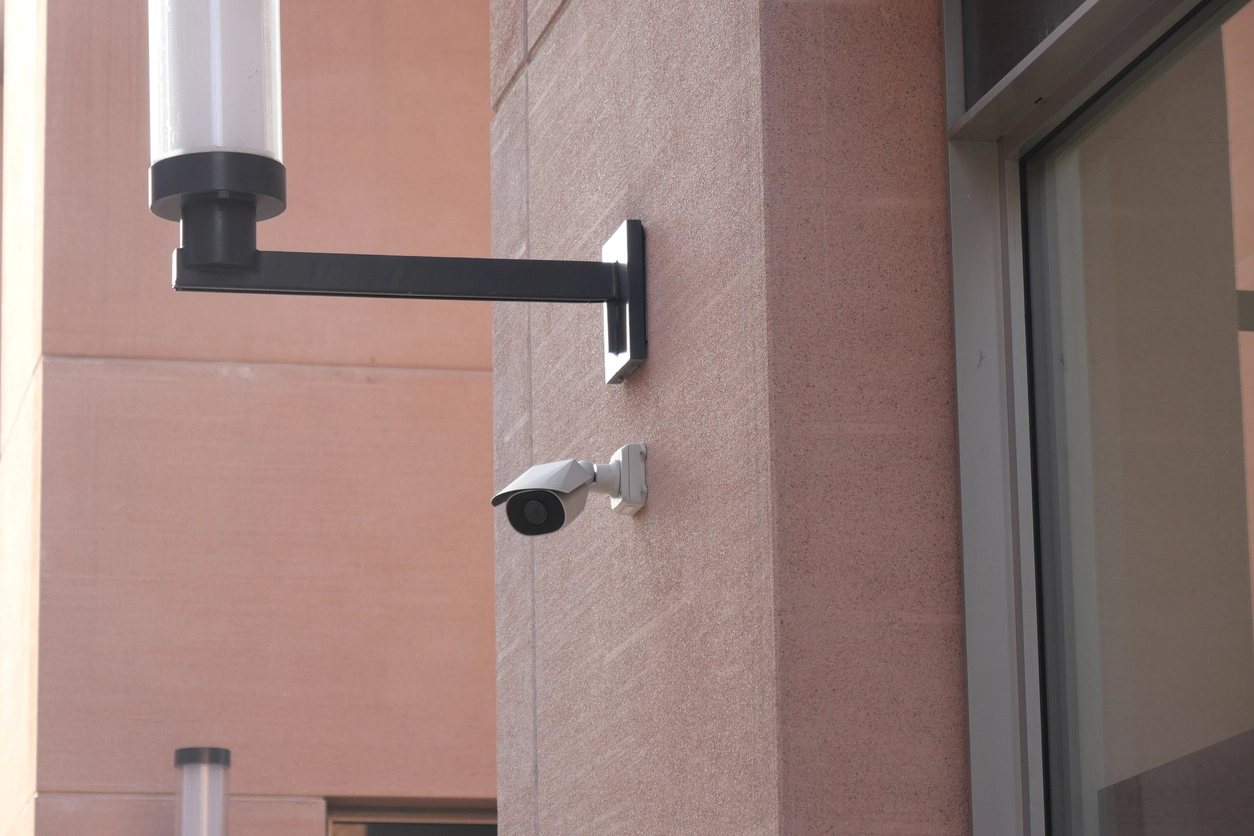 apartment building entrance security camera surveillance