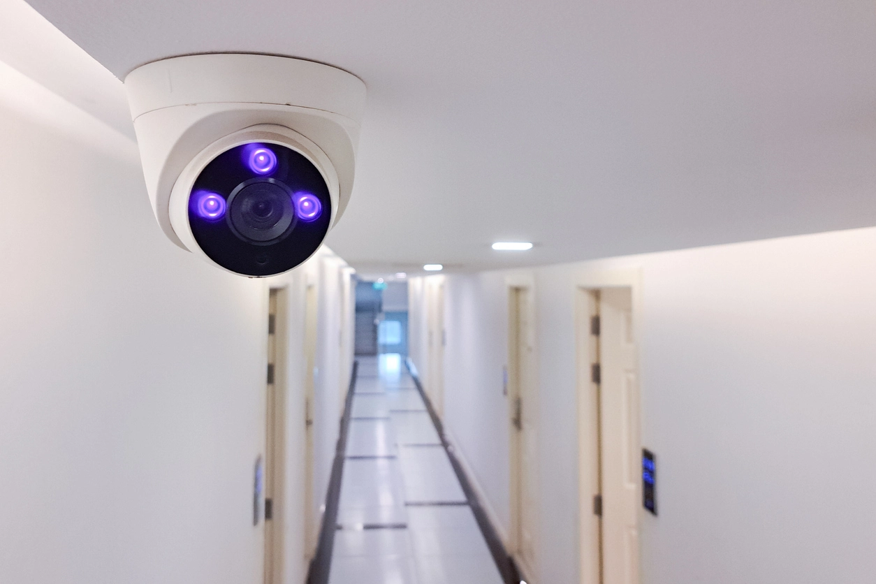 hotel hallway and elevator surveillance cameras