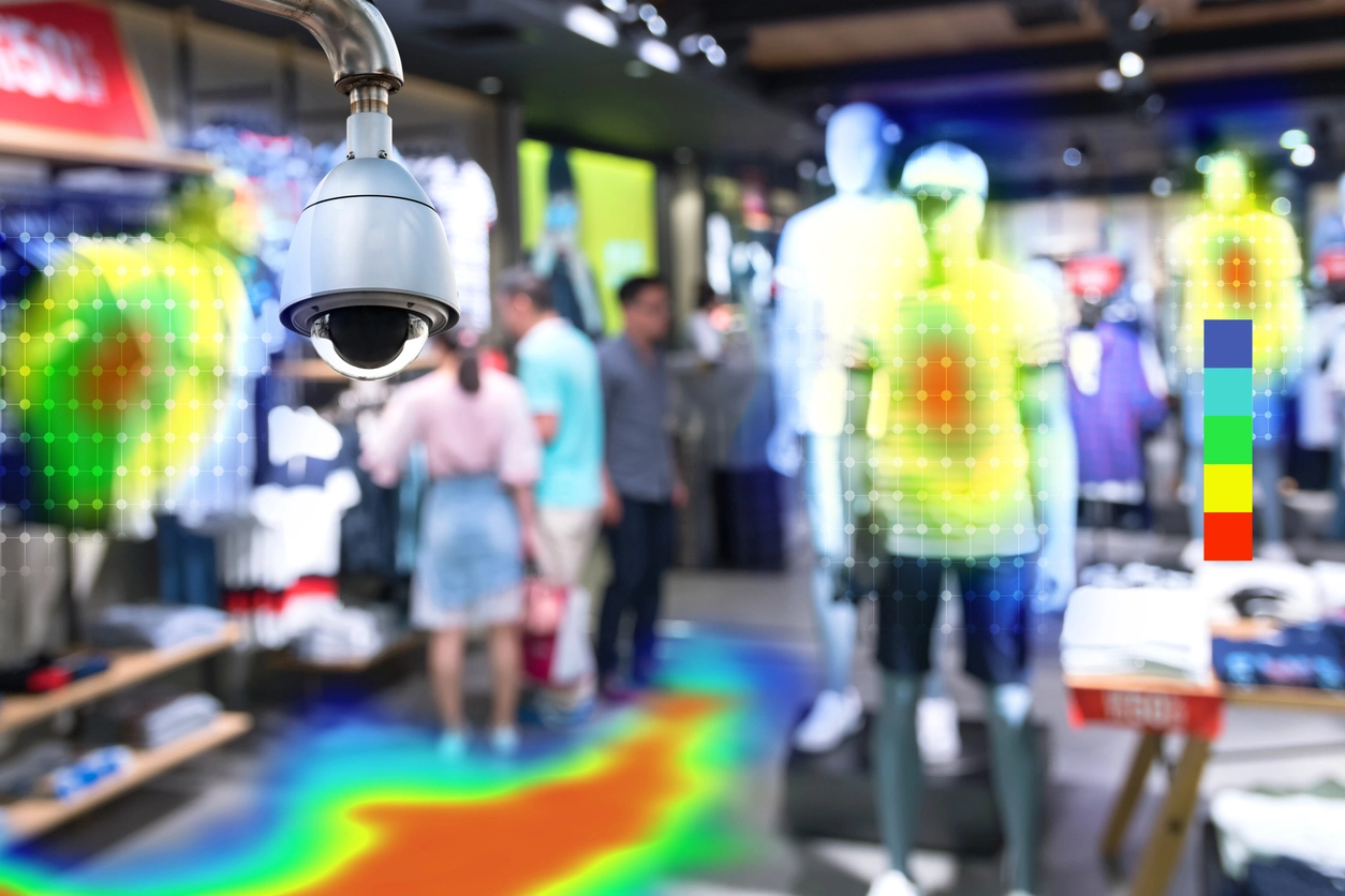 AI heat mapping visualizing movement patterns in a commercial environment