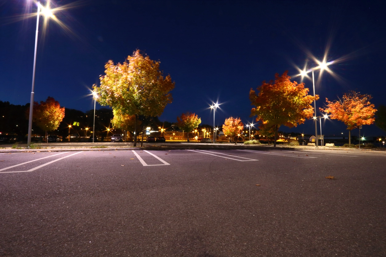 full color night vision security camera monitoring building entrance