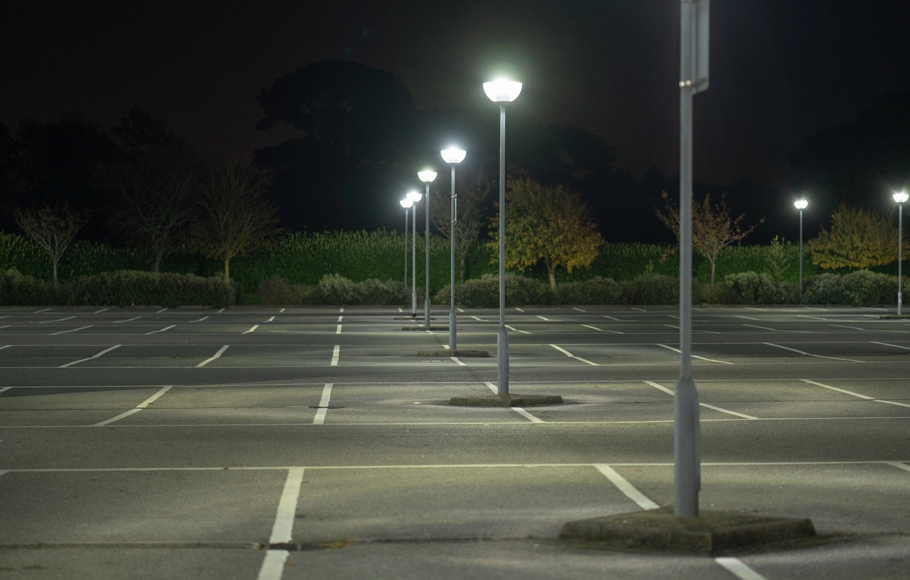 infrared surveillance camera monitoring school campus at night