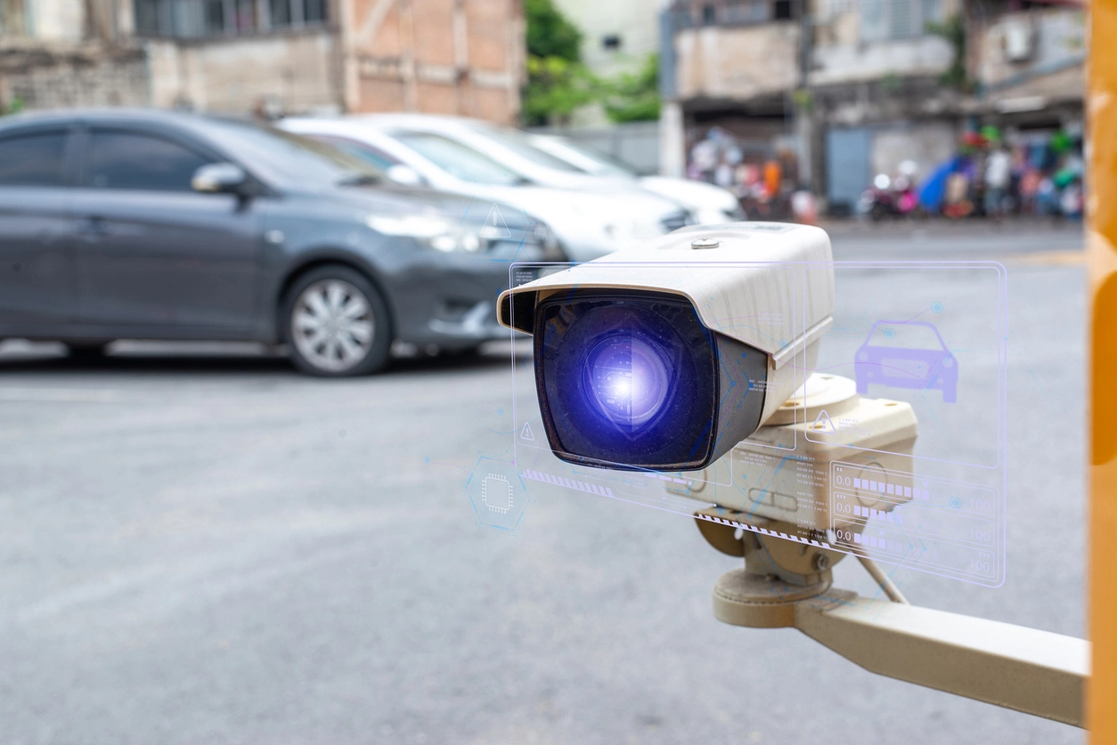 infrared security camera monitoring commercial property at night