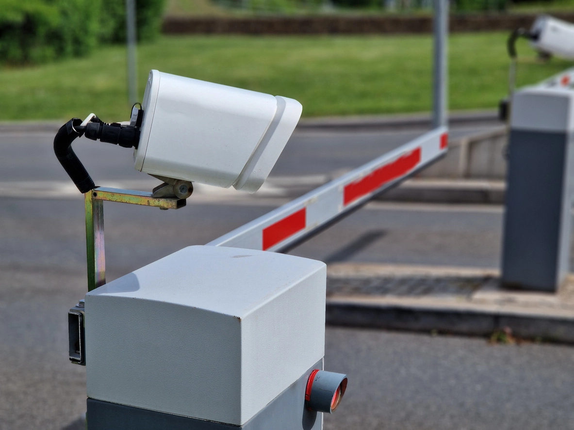 license plate recognition camera installed at gated vehicle access point