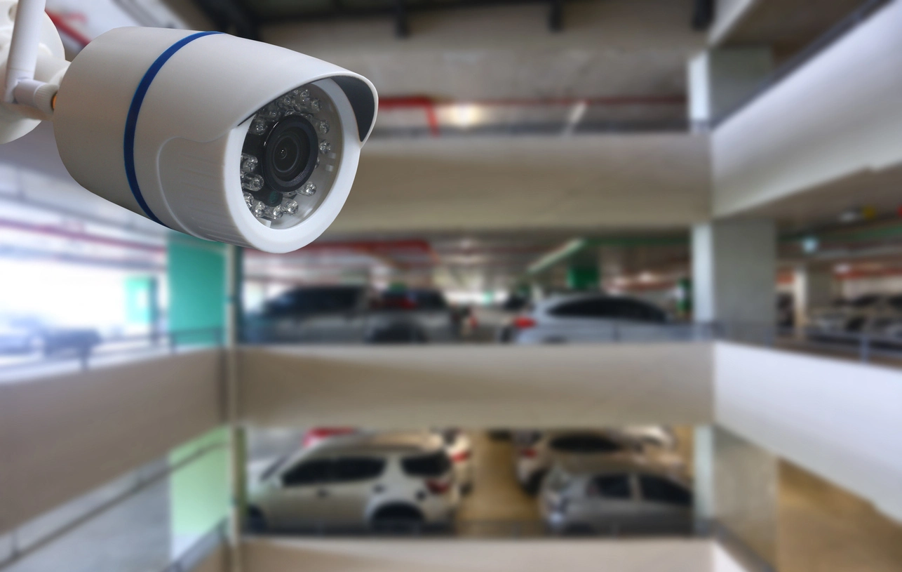 megapixel security camera capturing detailed footage in commercial building