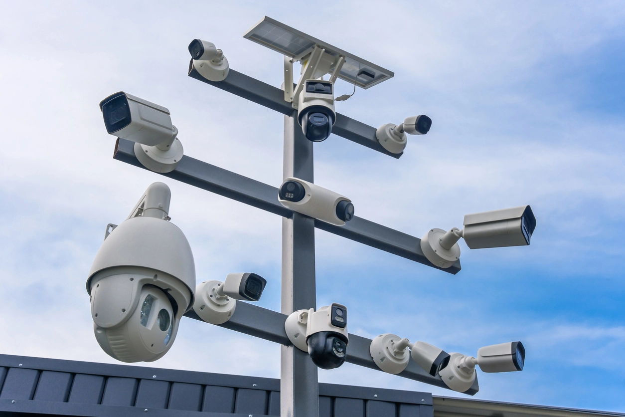 object tracking security camera following movement in commercial facility