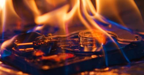 Hard drive on fire